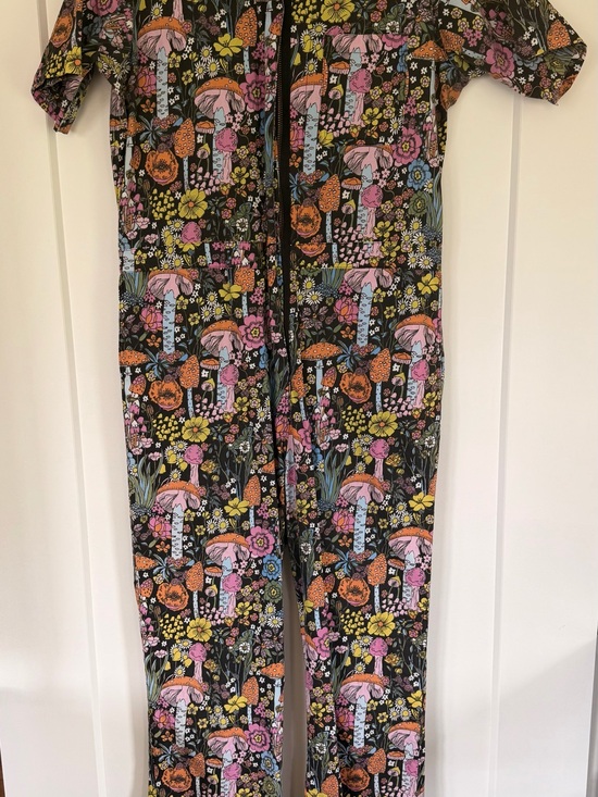 Nooworks Pants - Nooworks Black Floral & Mushroom Print Jumpsuit